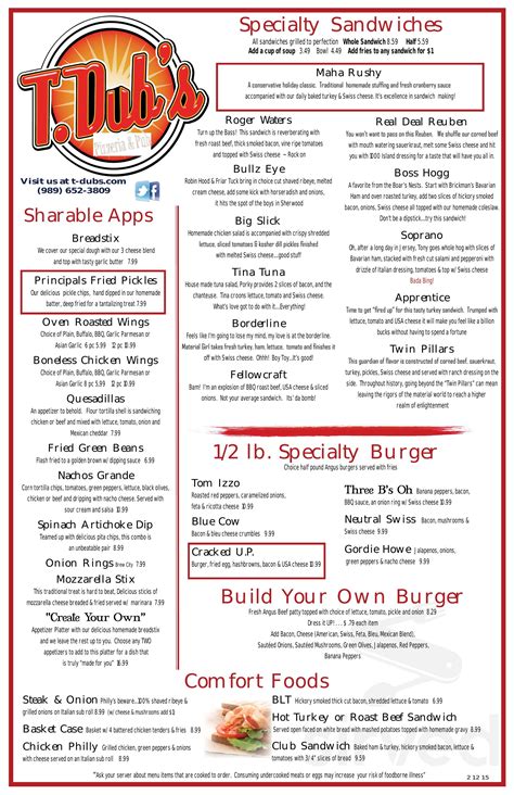 t-dubs frankenmuth|Online Menu of T.Dubs Pizzeria & Pub, Frankenmuth, MI